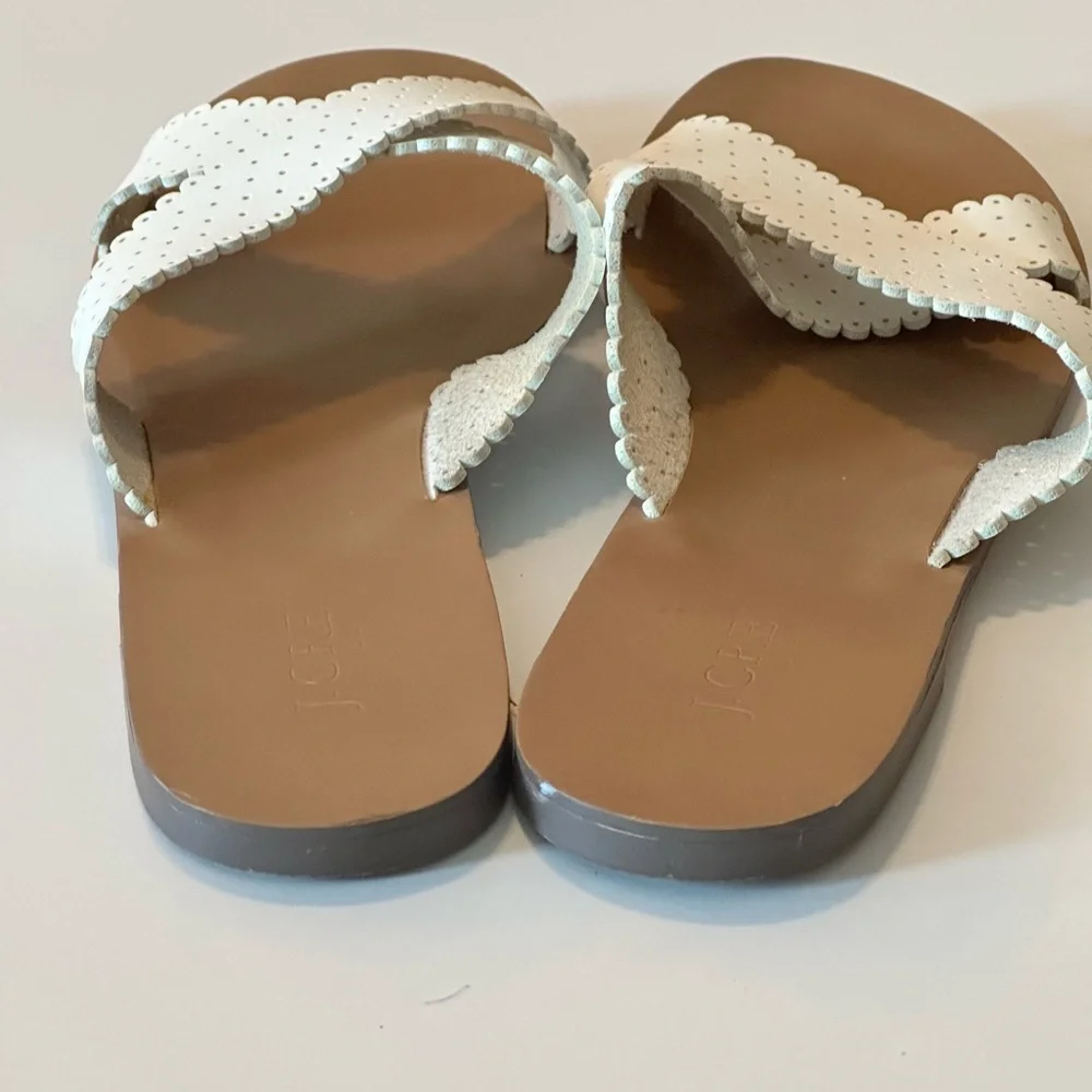 J. Crew White Leather Cross Strap Slide Sandals - Picture 5 of 8